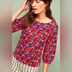 NWT *MAEVE* by Anthropologie Top … Pink•Rose *FLORAL* Motif … Size: XS